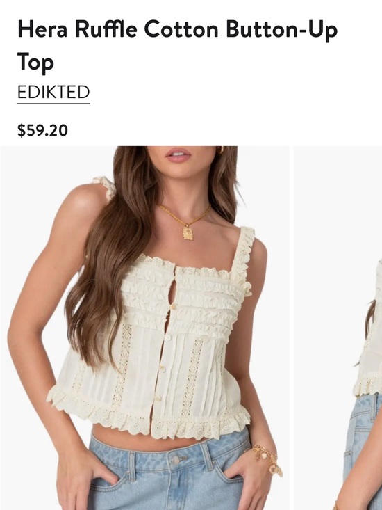 Edikted Tops - Edikted Cream Ruffle Lace-Trim Tank